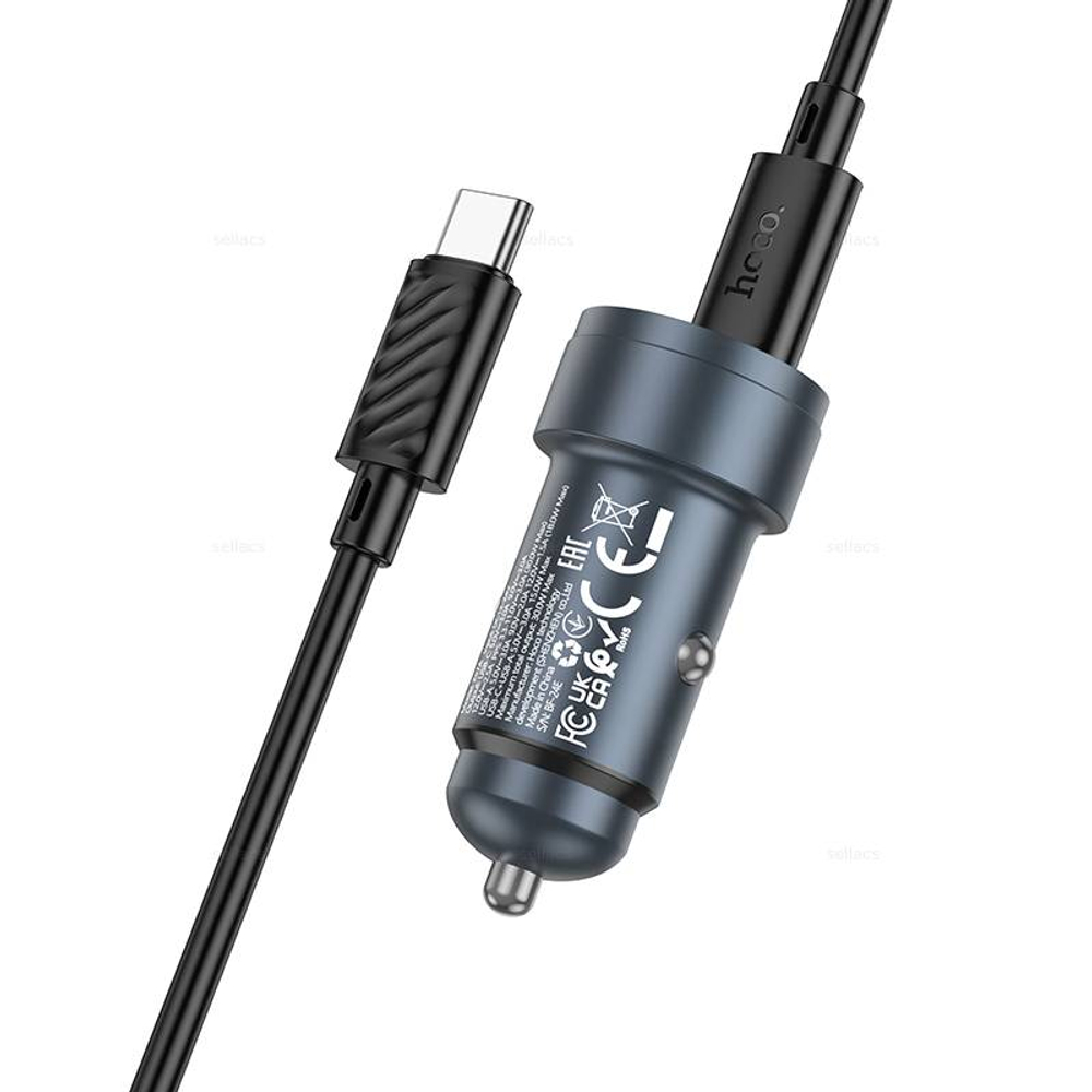 Автомобильное зарядное устройство для Type-C Hoco Z57A PD30W+QC3.0 (metal grey)