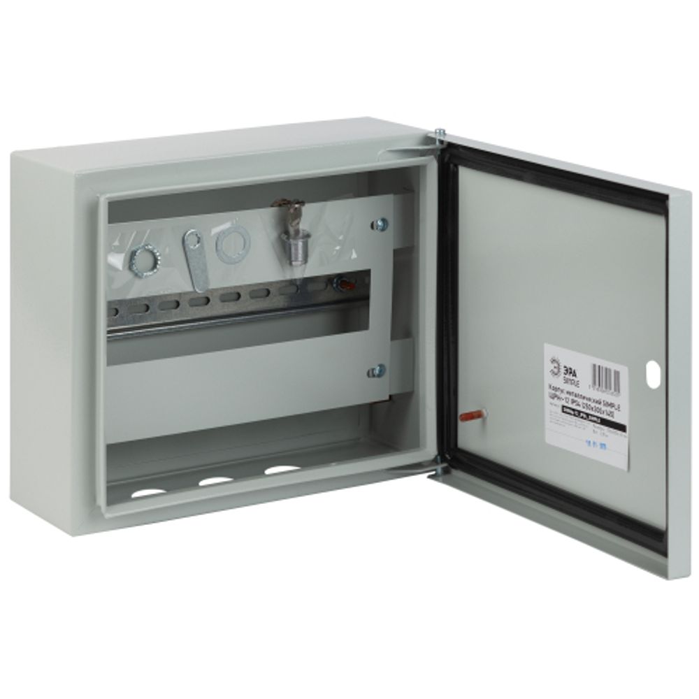 Корпус металлический навесной ЭРА SIMPLE ЩРНг-12 (250х300х120) IP54 У2 серый | Корпуса металлические модульные