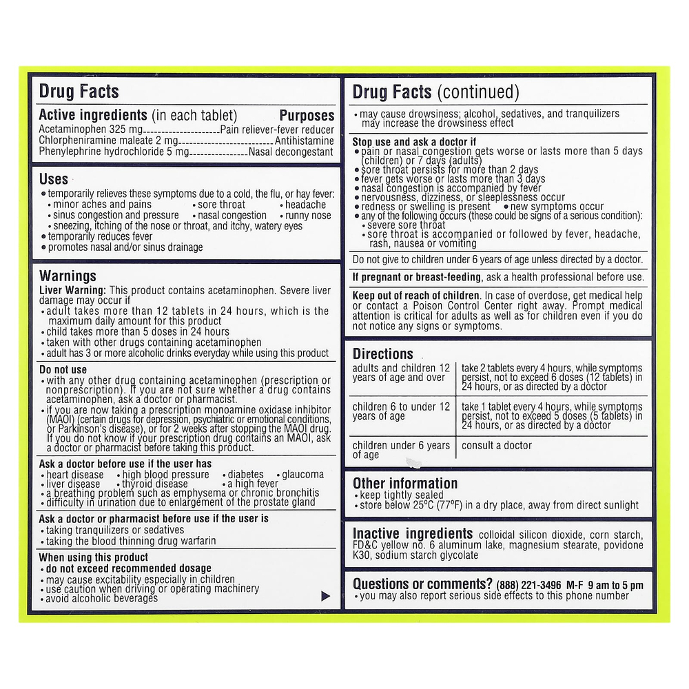 Fortune Pharm, колталин от простуды и гриппа, экстраактивный, 36 таблеток