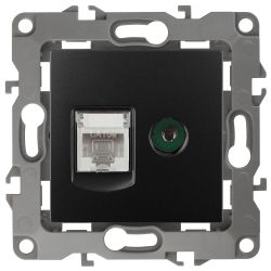 Розетка ЭРА Серия 12 12-3110-05 комбинированная RJ45+TV IP20 антрацит