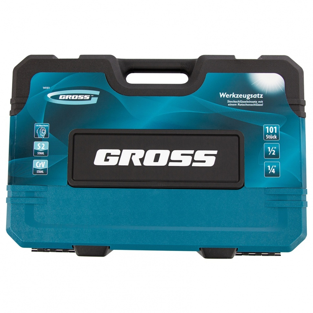 Набор инструментов, 1/4", 1/2", CrV, 120 зубьев, 101 предмет Gross