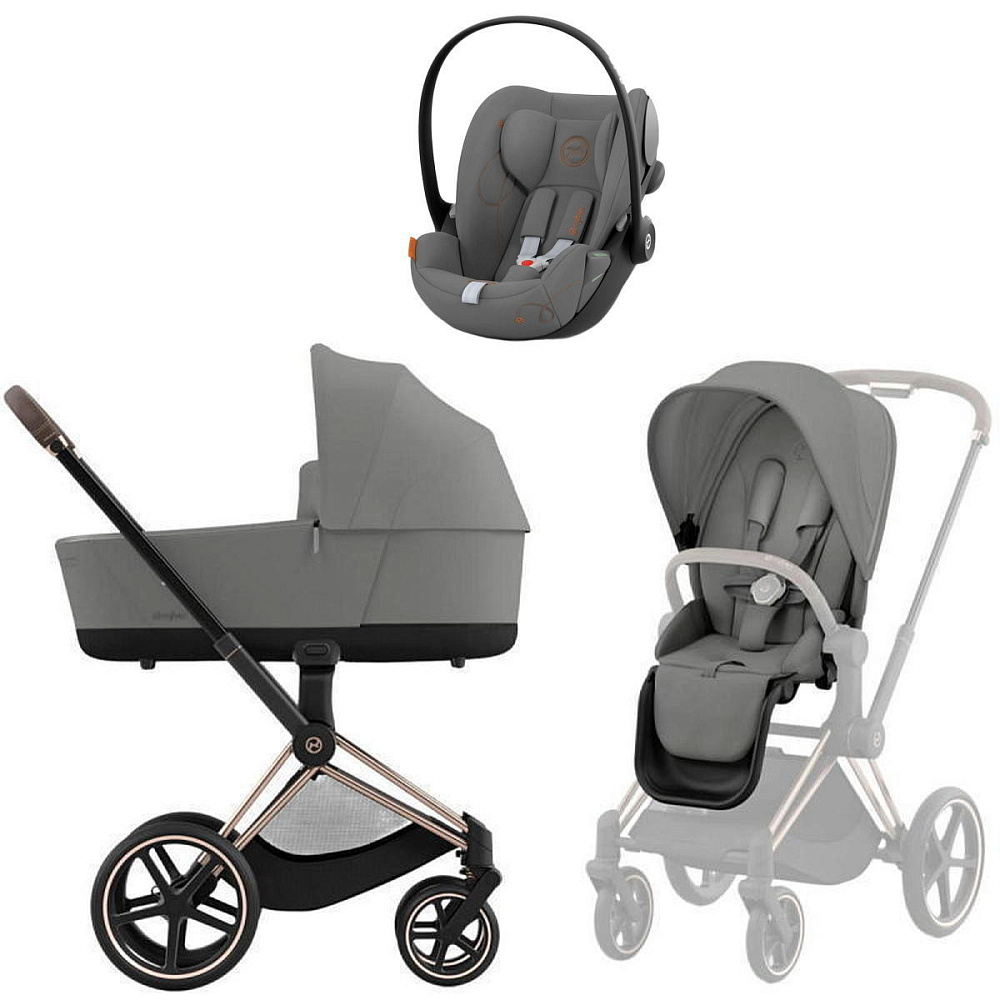 Коляска Cybex Priam IV Rosegold complete Cloud G Lava Grey Base G 3 в 1 Mirage Grey