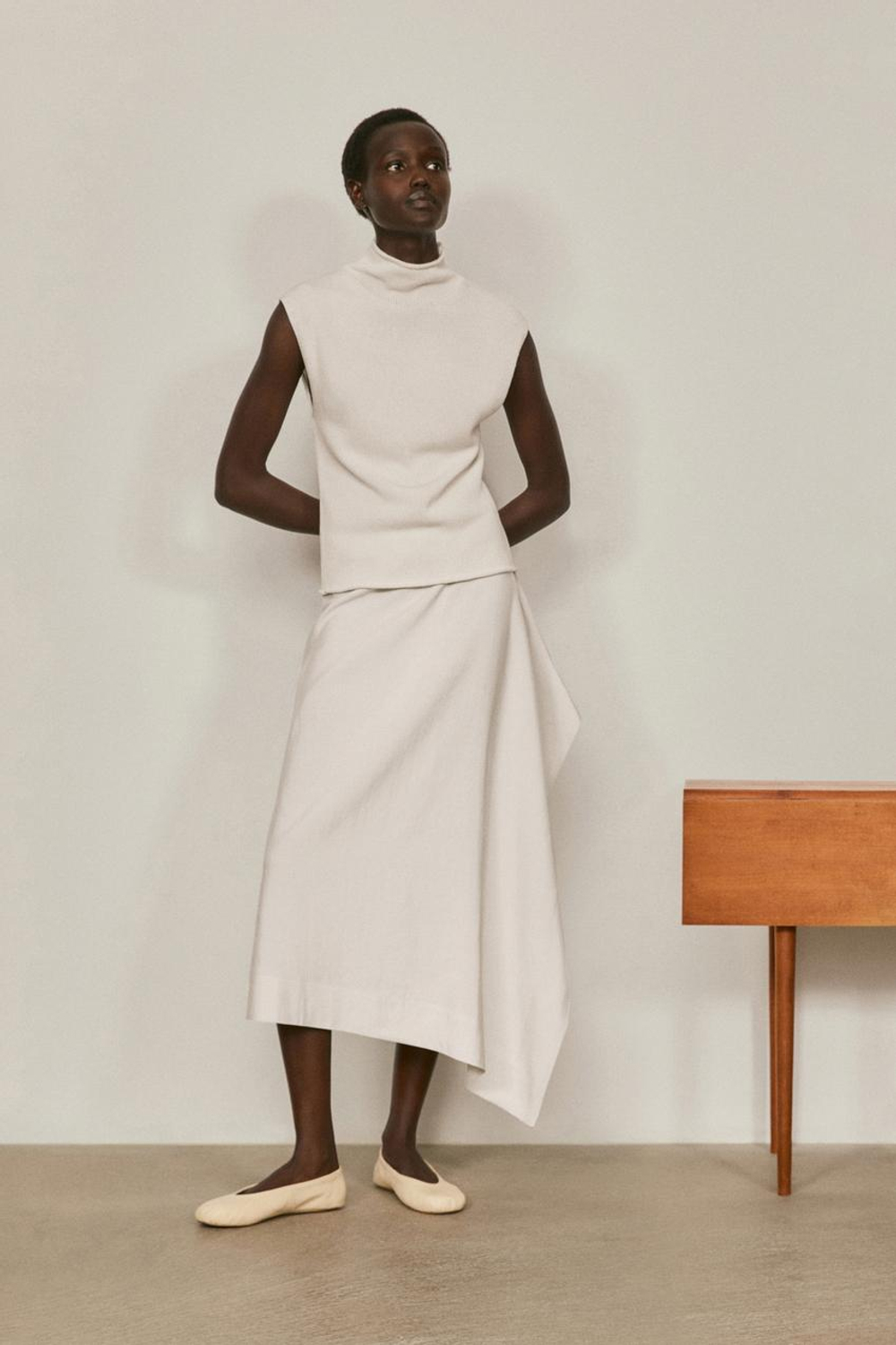 Massimo Dutti Шелковая юбка-парео - Limited Edition, экрю