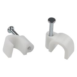 Скоба пластиковая ЭРА NO-225-278 крепежная круглая 8 мм белая (10 шт/уп)