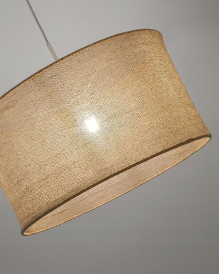 Подвесной светильник Mariela с абажуром из бежевого льна