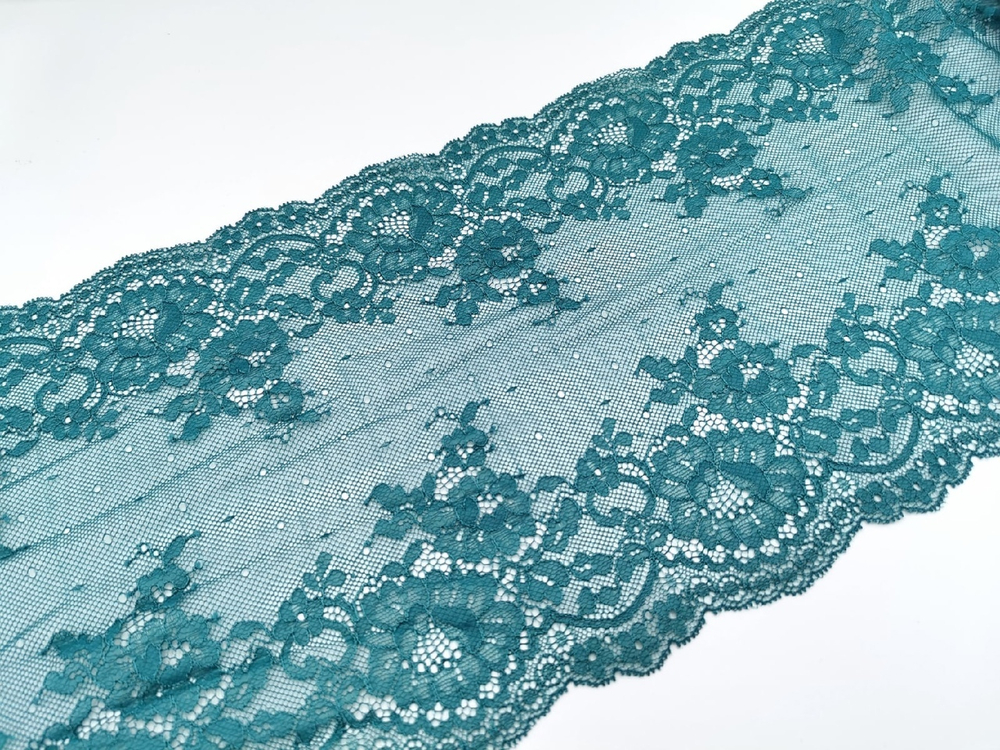 Эластичное кружево, 23см, малахит, (Арт: EK-2614), м