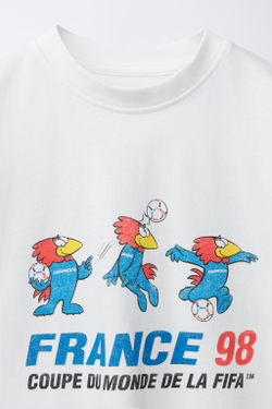 ZARA ФУТБОЛКА С ПРИНТОМ FIFA WORLD CUP ™ 1998, БЕЛЫЙ