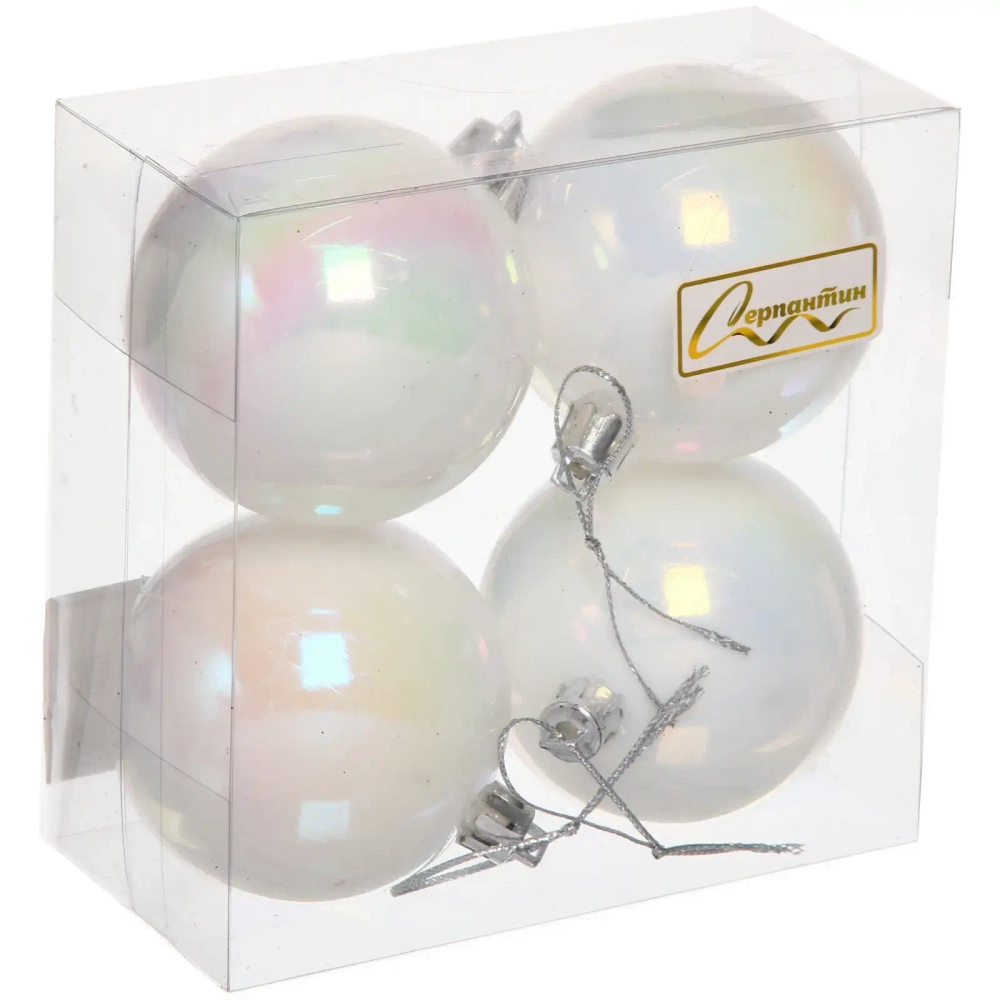 Новогодние шары 6 см (набор 4 шт) «Жемчуг», Перламутр