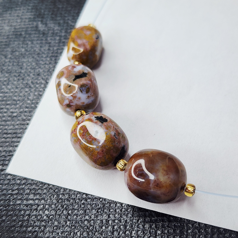 Океаническая яшма, риолит, крупная галтовка, ~ 12-15 мм, подобранный набор, цена за набор на фото