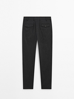 Massimo Dutti Костюмные брюки из смесовой шерсти, маренго