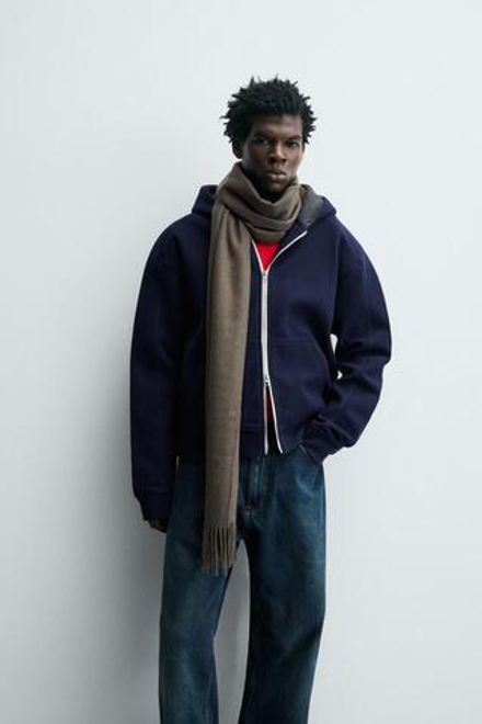 ZARA ШАРФ С БАХРОМОЙ, СЕРОВАТО-КОРИЧНЕВЫЙ