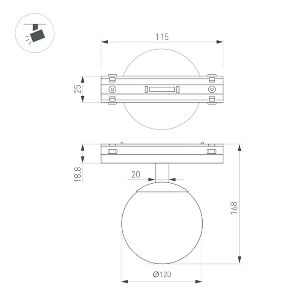 Светильник MAG-VIBE-SFERO-R120-6W Warm3000 (WH, 235 deg, 48V) (Arlight, IP20 Металл, 5 лет) 044458