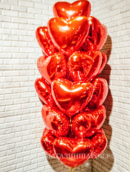 Набор шаров "Фонтан фольгированных сердец"