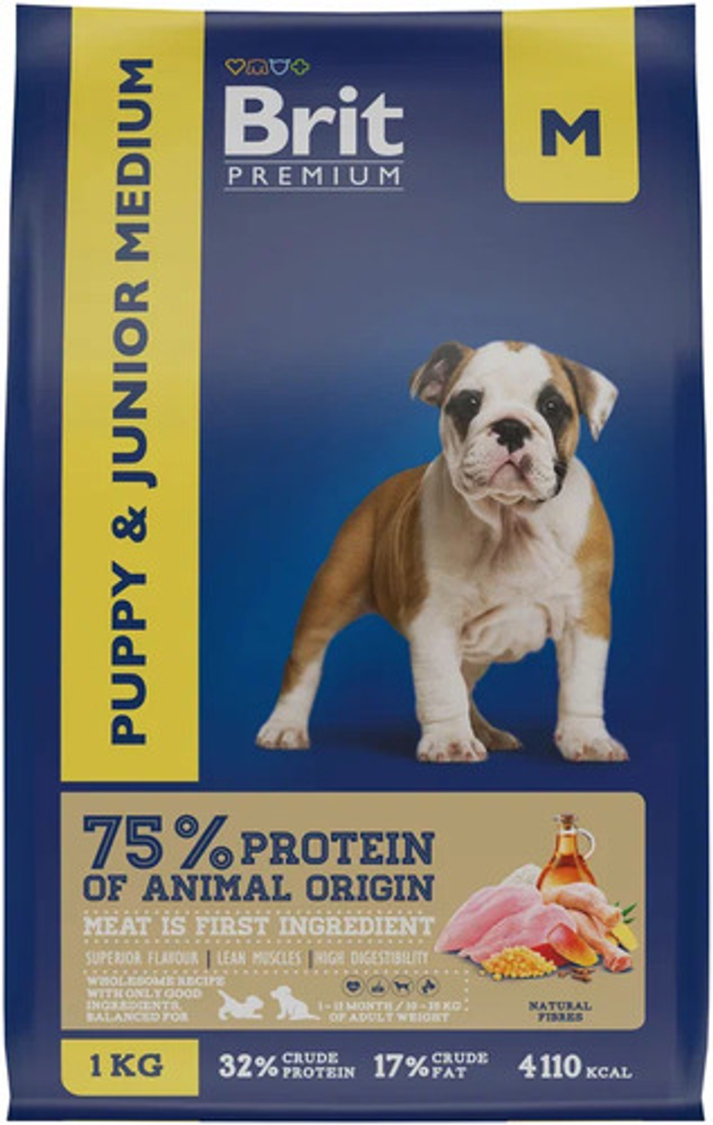 Корм сухой Brit Premium Dog Puppy and Junior Medium д/щенков средн. пород, кур., 1 кг