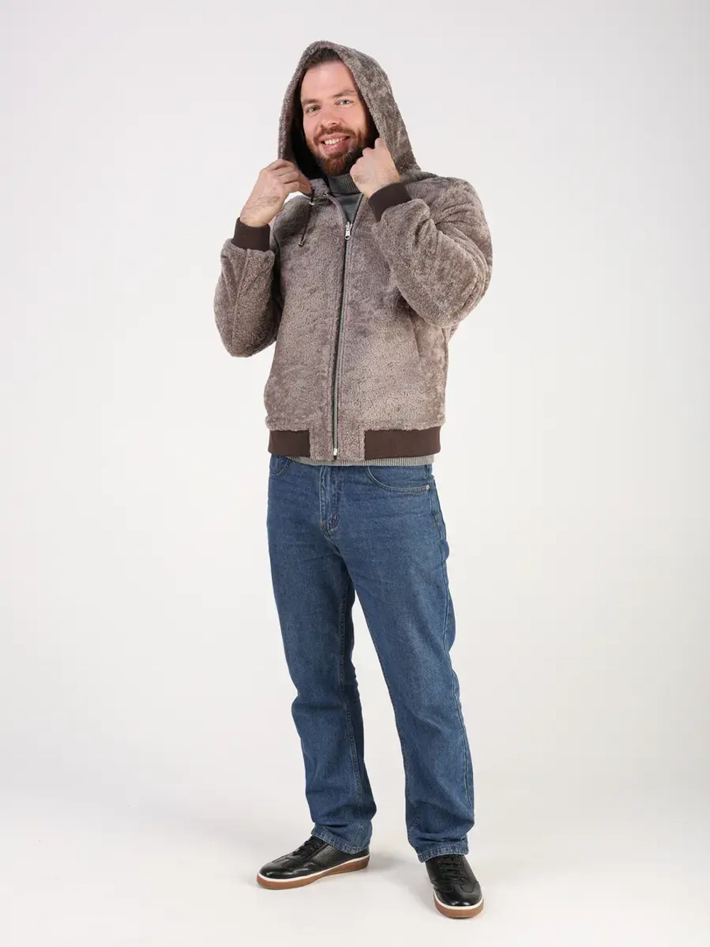 Дубленка натуральная куртка зимняя с капюшоном шуба