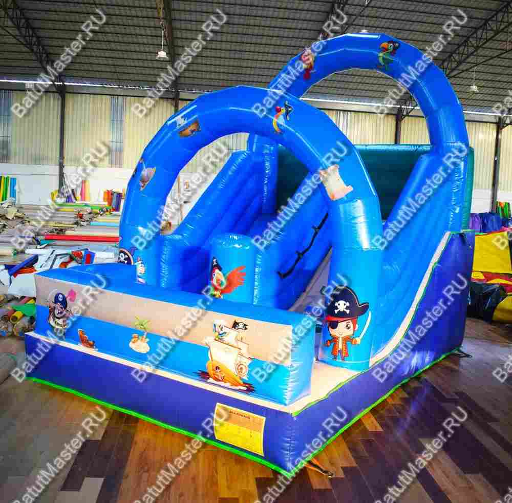 Надувной коммерческий батут-горка "Морской бой", 6*3,3*5 м.