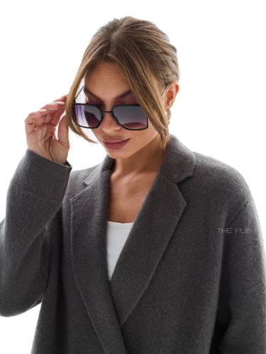 Двубортный темно-серый жакет из кашемира