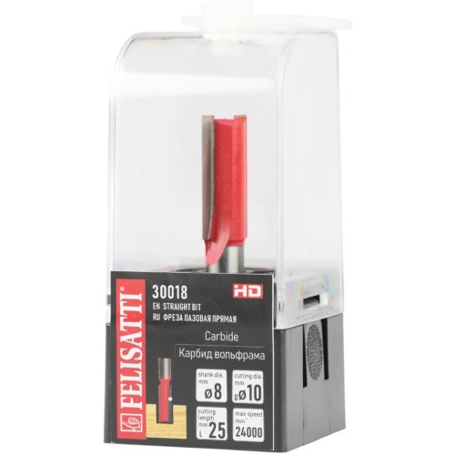 Фреза пазовая прямая FELISATTI 10х25мм хвостовик 8мм   30018