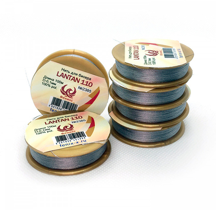 Нить для бисера Lantan 100, №110, жемчужно-серый, 100 м