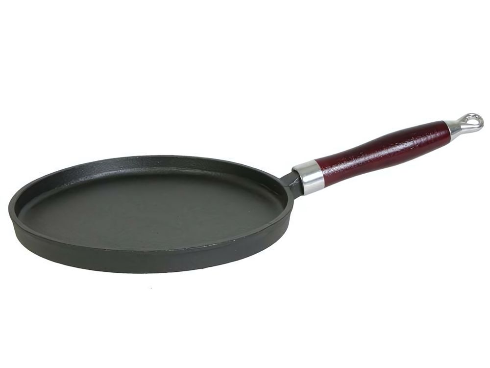 Блинница 24см чугунная с деревянной ручкой PCIF-24