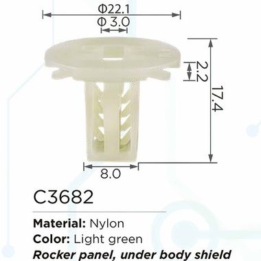 Клипса для крепления внутренней обшивки а/м БМВ пластиковая (100шт/уп.) Forsage клипса C3682(BMW)