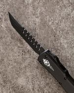 Автоматический складной нож Microtech UTX-70 Hellhound DLC Blade Signature Series 419-1DLCTS (черный-черный) фронталка/выкидуха