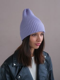 Шапка вязаная-резинка весенняя/осенняя хлопковая КЭП(Лаванда)