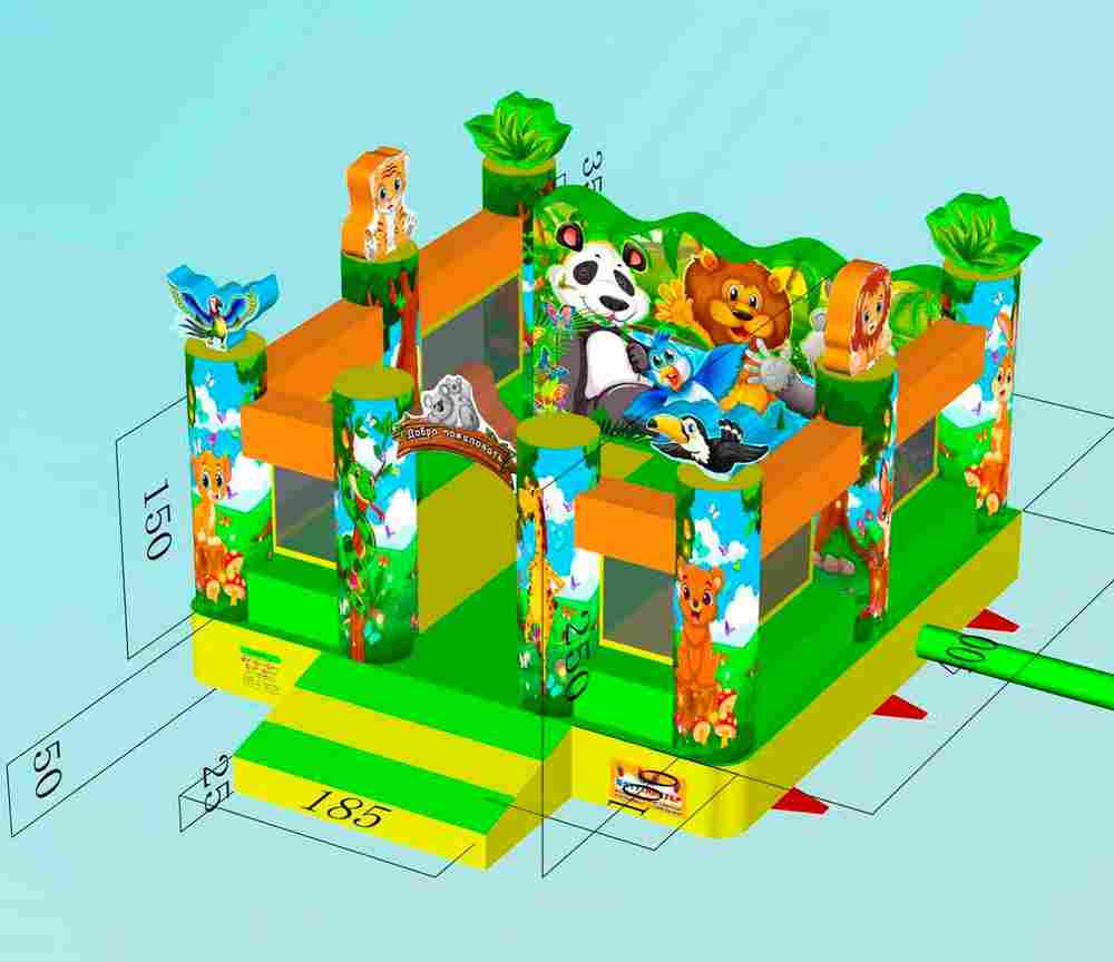 Коммерческий надувной батут «В гостях у зайки» 4*4*3 м, без горки