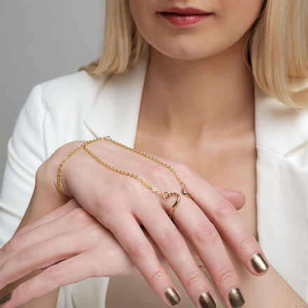 "Оцелул" кольцо-браслет в золотом покрытии из коллекции "Этюд" от Jenavi с замком карабин