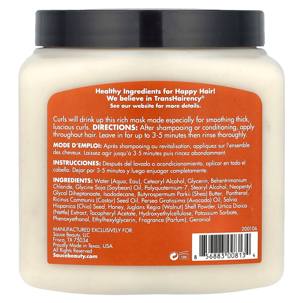 Sauce Beauty, Маска для разглаживания локонов, мед и чиа, 298 г (10,5 унции)