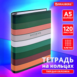 Тетрадь на кольцах А5 175х215 мм 120 листов твердый картон клетка BRAUBERG "Classic" (4 штуки в упаковке)