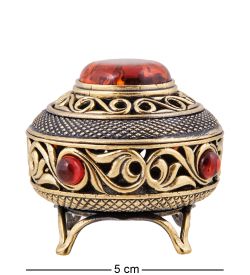 Народные промыслы AM-3787 Шкатулка «Царская» (латунь, янтарь)