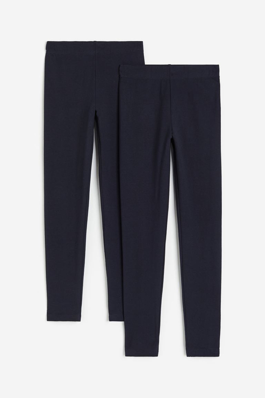 H&M Хлопковые легинсы (набор 2 шт.), темно-синий
