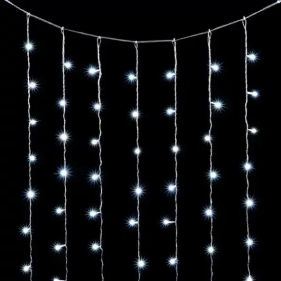 Светодиодный занавес 2*2 м., 400 белых LED ламп, мерцание, облегченный, прозрачный провод ПВХ, LTC (PCL400NOTBLW-10-2W)