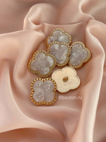 Пуговицы Белые Перламутр Цветок четырехлистник