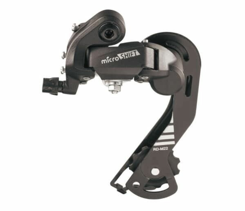 Переключатель задний MicroShift RD-M21L, SGS, 2/3x6/7 скоростей, крепление на болт, черный