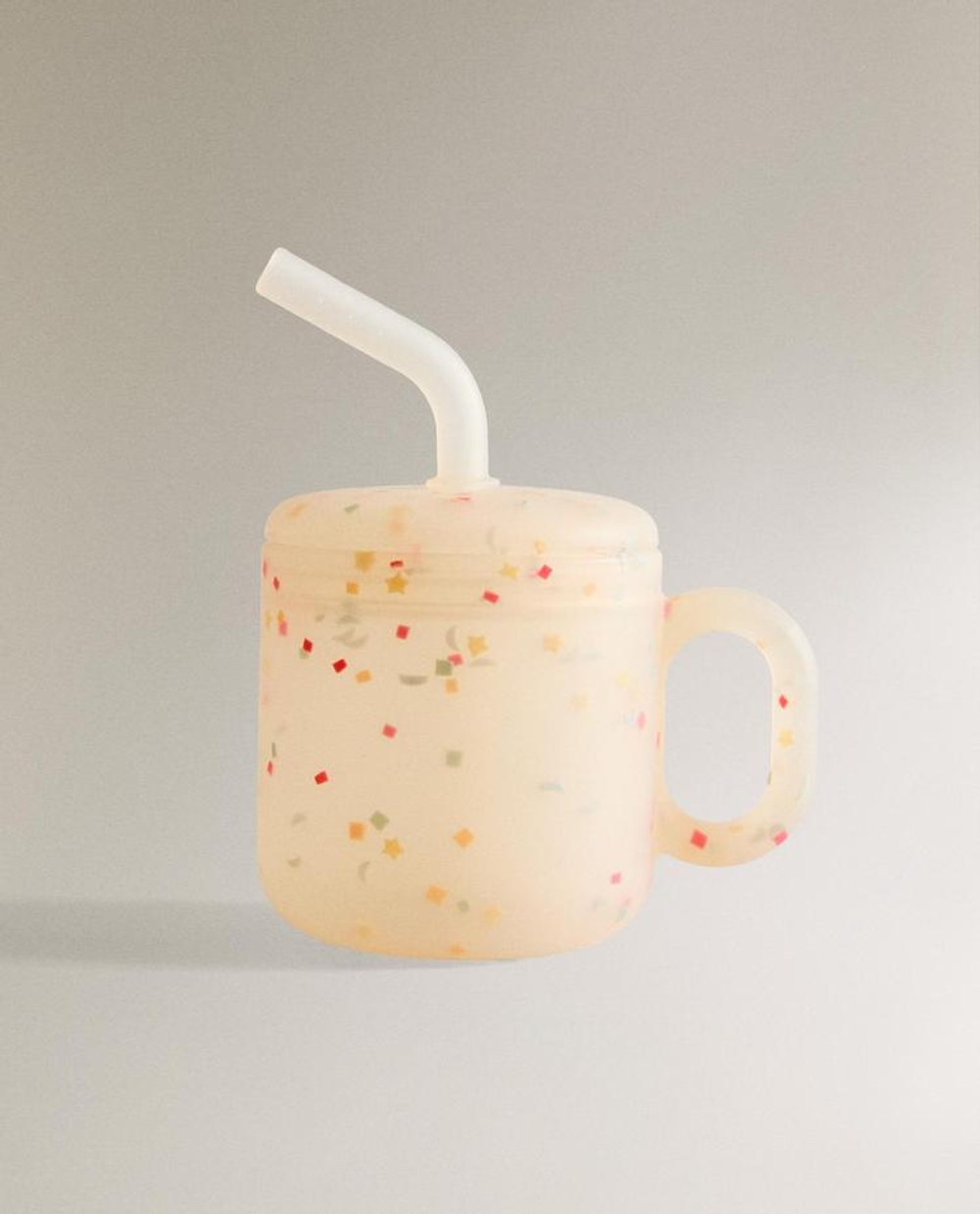 ZARA HOME ДЕТСКИЙ СТАКАН С СОЛОМИНКОЙ ИЗ СИЛИКОНА «КОНФЕТТИ», РАЗНОЦВЕТНЫЙ
