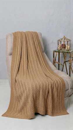 Плед 130x170 Косы ПД039-08 бежевый