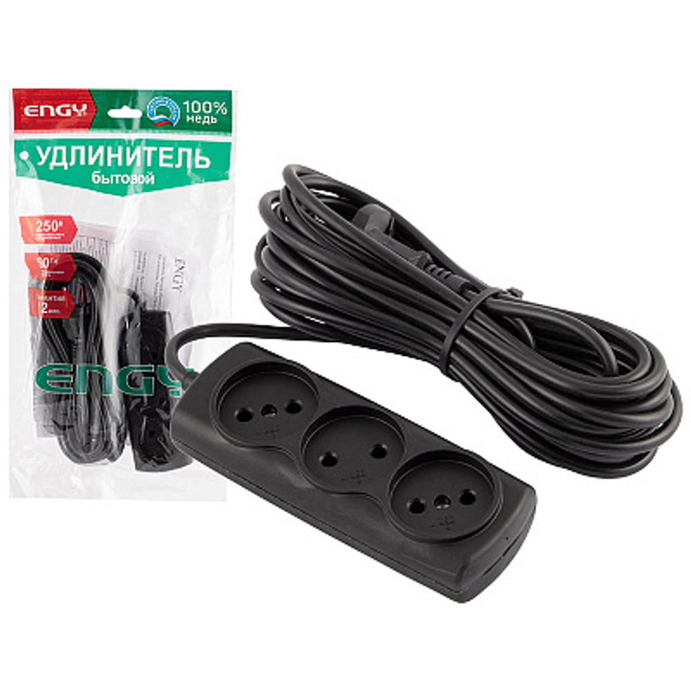 Удлинитель Engy "Эконом" 10м/4роз (ШВВП 2х0.75)