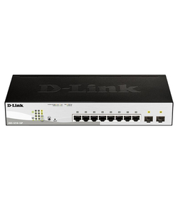 D-Link DGS-1210-10P/FL1A Управляемый L2 коммутатор с 8 портами 10/100/1000Base-T и 2 портами 1000Base-X SFP (8 портов PoE 802.3af/at, PoE бюджет 65 Вт)