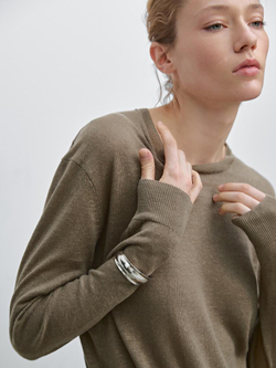 Massimo Dutti Свитер из тонкой 100% льняной ткани, зеленоватый