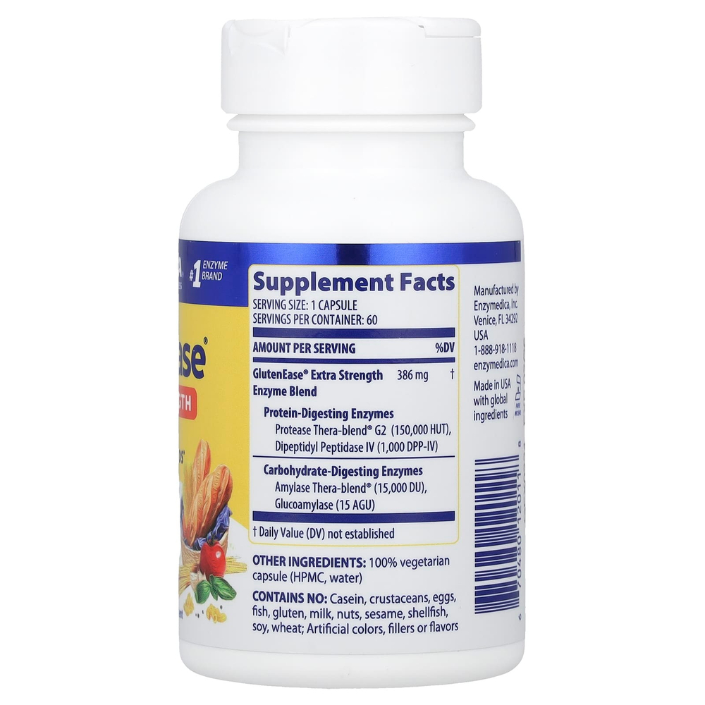Enzymedica, GlutenEase®, с повышенной силой действия, 60 капсул