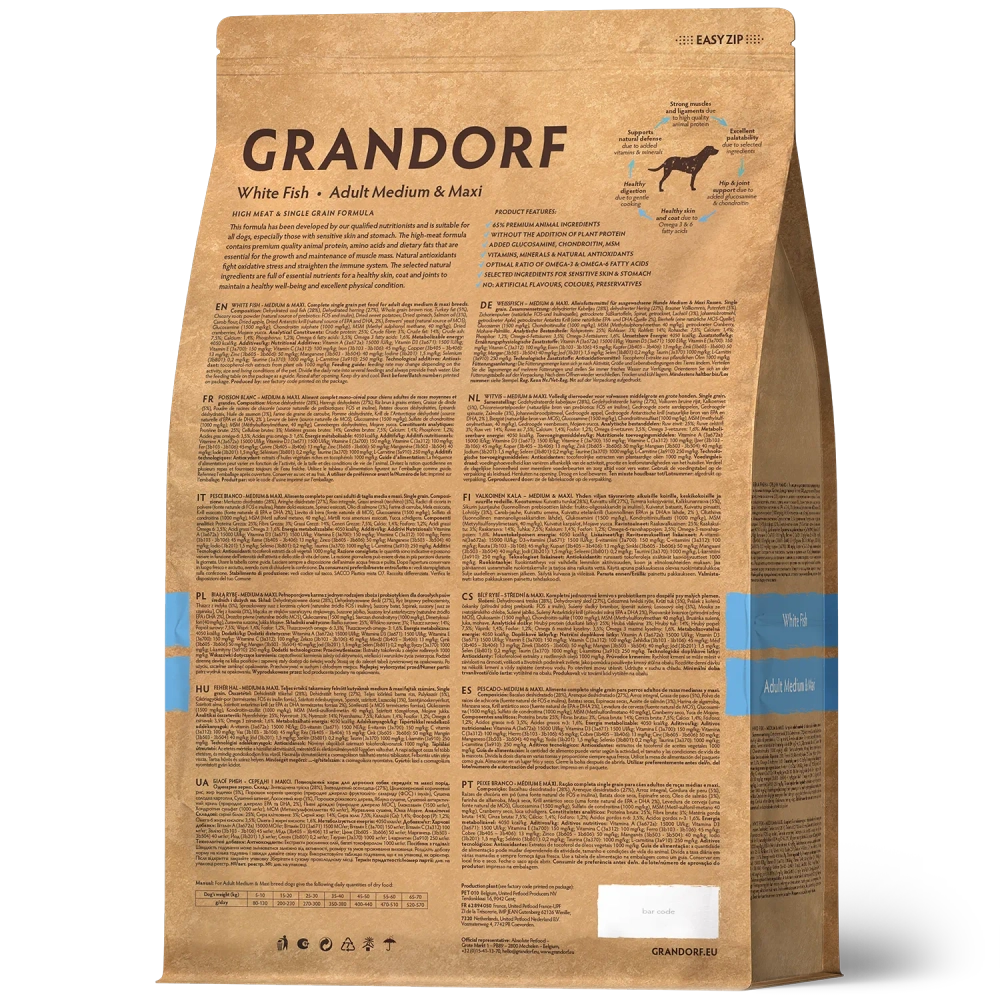 Grandorf White Fish, Adult Medium & Maxi для средних и крупных пород (Белая рыба)