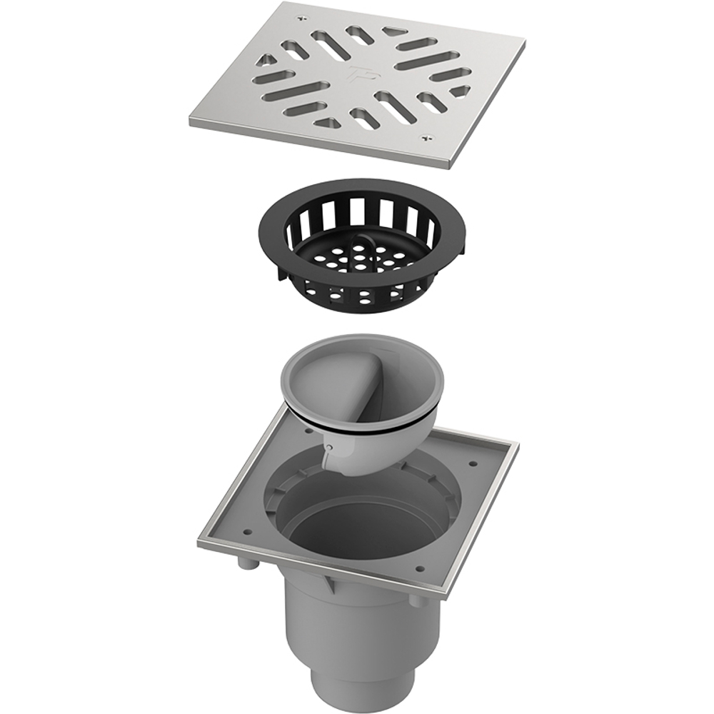 ТП-606S Трап уличный с решеткой и рамкой из нержавеющей стали Dn110/160