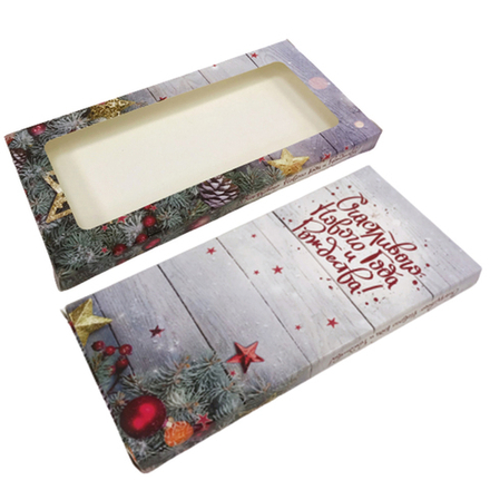 Коробка под шоколадку С новым годом с окном 18*9*1,4 см