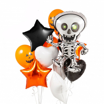 Букет шаров на Halloween "Танцующий скелет"