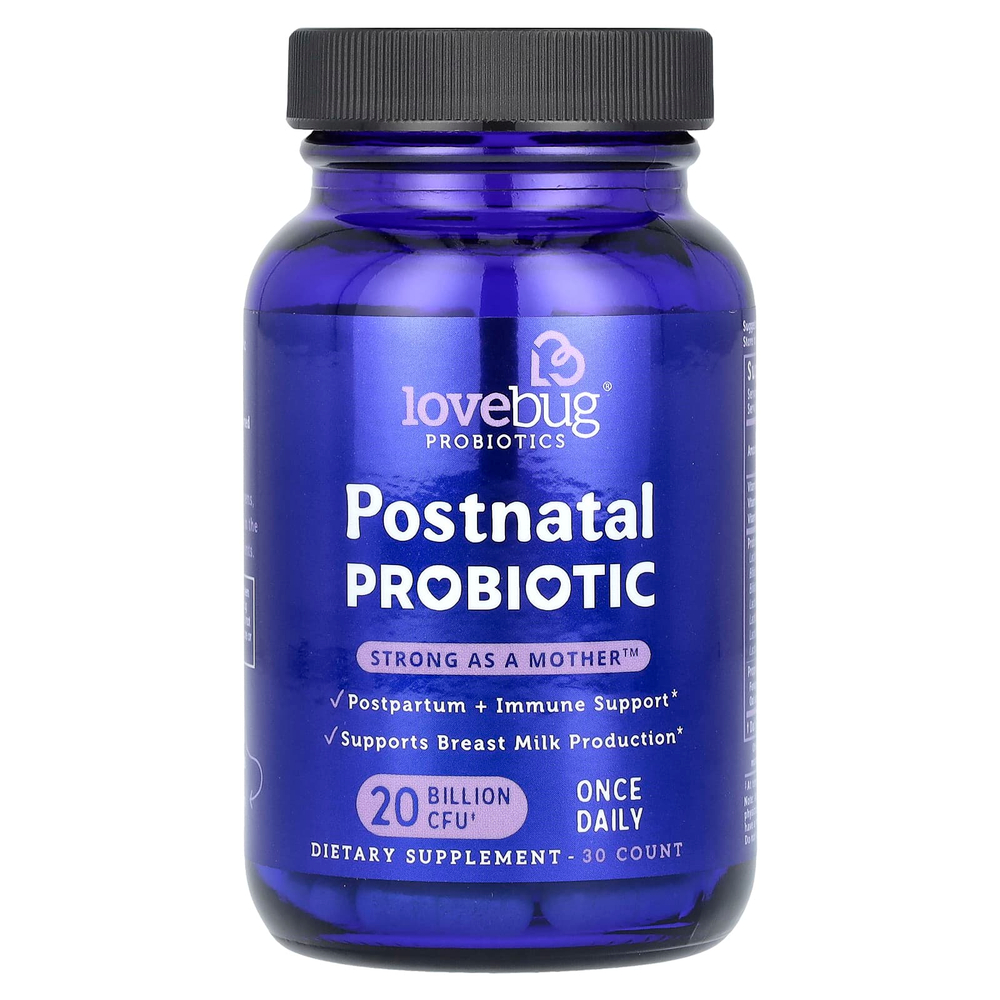 LoveBug Probiotics, послеродовой пробиотик, 20 млрд КОЕ, 30 капсул