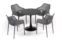 "Беллини" обеденная группа на 4 персоны, цвет темно-серый