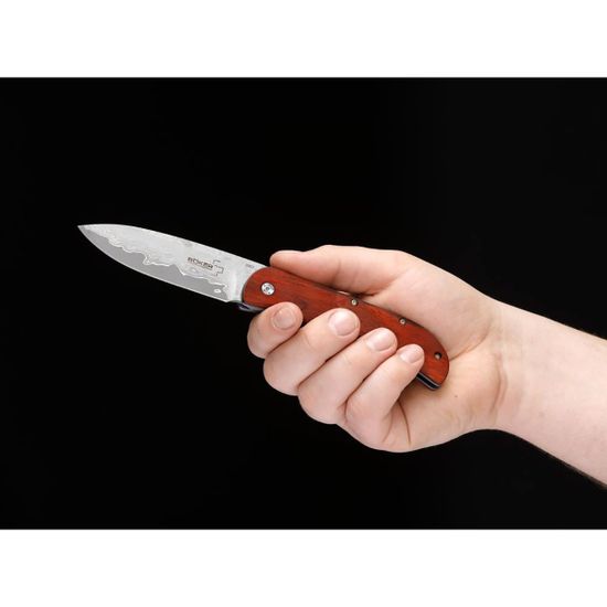 Складной нож Boker 01BO222 DAM Exskelibur I Cocobolo Damast c клинком из стали Damascus, рукоять дерево (Кокоболо)
