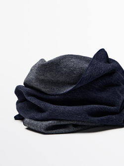 Massimo Dutti Шарф из двусторонней ткани, из 100% шерсти, синий